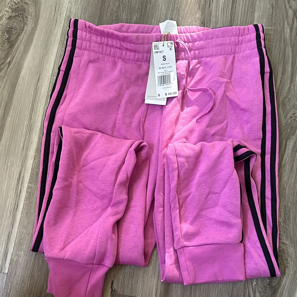 adidas Bright Pink Joggers with Black Accents